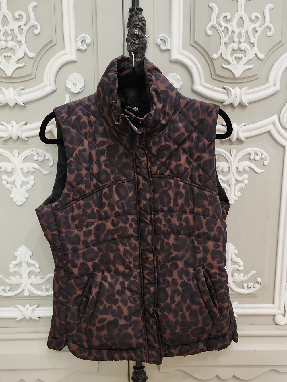 Seed Heritage Women’s Quilted Leopard Print Puffer Vest - Brown Size US 8/ AU 12